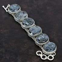 Larvikite Bracelet 925 Sterling Silver Bracelet Natural Gemstone Jewelry Handmade Adjustable Chain Bracelet Vintage Bracelet Gift For Mother