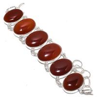 Carnelian Gemstone Handmade 925 Sterling Silver Bracelet7-8  q5E20