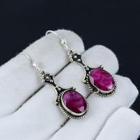 „Ruby Lab“ sukurti brangakmenių 925 prabos sidabriniai auskarai, bohemiški sidabriniai papuošalai, kabantys auskarai, dovanos Valentino dienai, dovanos jai 2.16" raudona