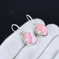 Natural Rhodochrosite Gemstone 925 Sterling Silver Earring, Boho Silver Jewelry Dangle Earrings, Gifts For Wadding Gifts For Her 2.16" rožinė