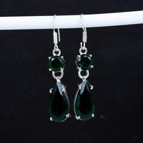 Žalias turmalino brangakmenis Antikiniai auskarai 925 prabos sidabro auskarai, Boho sidabro papuošalai Kabantys auskarai, Dovanos vakarėliui, Dovanos jai 2.95" žalia