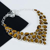 Natural Tiger Eye Gemstone Handmade 925 Sterling Silver Electroform Necklace, Tiger Eye Silver For Wife Unisex Necklace Easter Gifts 20" ruda