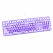 Mofii 104 - Key Membrane Gaming Keyboard in Sweet Style, Featuring Retro Round Keycaps, Compatible with Laptop violetinė
