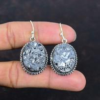 Shungite rough earrings gemstone earring 925 sterling silver earring antique vintage earring handmade jewelry dangle earrings gifts for her