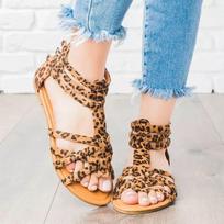 Moteriški sandalai Romos batai 2024 vasara Nauji plokščiapadžiai šlepetės Lauko paplūdimio kasdieniai moteriški batai Bohemiški moteriški šlepetės Zapatos Mujer 35 leopardas