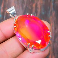 Bi-Color Tourmaline Gemstone 925 Sterling Silver Handmade Jewelry Pendant For Christmas Gift 1.77 Inches rožinė