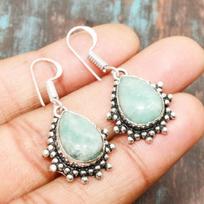 Aquamarine Gemstone 925 Sterling Silver Handmade Wonderful Earring Jewelry 1.38 Inches žalia