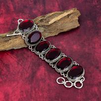 Raudono granato brangakmenio 925 prabaus sterlingų sidabro papuošalai, rankų darbo apyrankės papuošalai jai, gražūs granato papuošalai moterims 8 Inches With Adjustable raudona