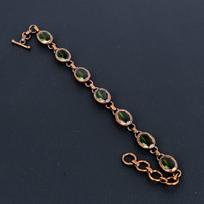 Peridot Gemstone Handmade Copper Electroformed Jewelry Amazing Bracelet For Wedding Gift 8 Inches With Adjustable žalia