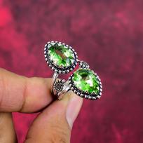Peridot Handmade Gemstone Ring, 925 Solid Sterling Silver Ring Antique Jewelry Adjustable, Engagement Gift 4 žalia