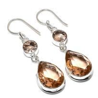 Morganite Gemstone Handmade 925 Sterling Silver Jewelry Earring 2.21  R5z51