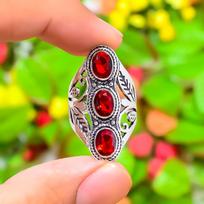 Mozambique Garnet Gemstone Handmade 925 Sterling Silver Jewelry Ring Size 8 r6p84