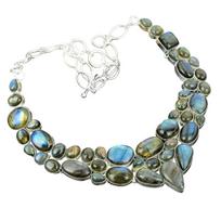 Natural Fire Labradorite Gemstone Handmade 925 Sterling Silver Necklace 925 Stamped Gemstone Natural Fire Labradorite Silver Necklace 18 ruda