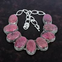 Rhodonite Necklace Vintage Gemstone Necklace 925 Sterling Silver Necklace Adjustable Chain Necklace Handmade Designer Jewelry Wedding Gifts