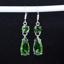 Žalias peridoto brangakmenis Antikiniai auskarai 925 svarų sterlingų sidabro auskaras, Boho sidabro papuošalai Ilgi auskarai, Dovanos vestuvėms Dovanos jai 2.95" žalia