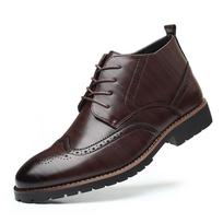 New Men's Martin Boots Fashion Trend Brock Short Boots High Top Shoes Large Size Leather Shoes Dress Business Men's Shoes 38 ruda