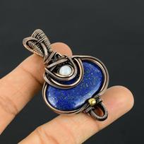 Lapis Lazuli brangakmenio varinės vielos apvyniojimo rankų darbo pakabuko papuošalas dovanai 2.55 Inches mėlyna