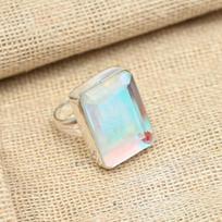 Faceted Mistic Topaz 925 Sterling Silver Handmade Antique Ring Jewelry Gift For Her 4 balta
