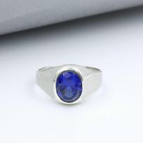 „Blue Sapphire Lab“ sukurtas brangakmenių žiedas, vyriškas žiedas, vestuvinis sužadėtuvių žiedas, dovana tėvui, unisex žiedas, 925 sterlingų sidabras 8.5 gray