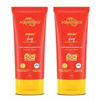 Aqualogica Detan+ Rasotas apsauginis kremas nuo saulės su vyšniniais pomidorais ir hialurono rūgštimi, SPF 50 ir PA++++, vyrams ir moterims | 2 vnt. pakuotė