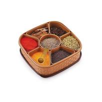 MTR Masala Rangoli dėžutė Dabba prieskoniams laikyti | Prieskonių dėžutė virtuvei | Plastikinė medinio stiliaus Masala dėžutė | Masala indas | Masala Dabba