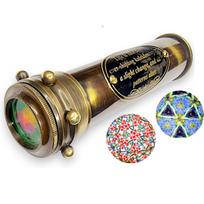 Antikvarinis kaleidoskopas Rankų darbo vintage Patina kaleidoskopas su veidrodiniu lęšiu Sukurkite nuostabų ryškų dizainą Klasikinis optinio meno šedevras
