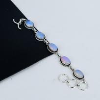 Dainty Milky Opal Gemstone Handmade 925 Sterling Silver Bracelet, Milky Opal Bracelet For Wife , Unisex Bracelet Gift For Her 8" balta