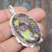 Stichtite Gemstone 925 Sterling Silver Handmade Wonderful Jewelry Pendant For Her 2.05 Inches žalia