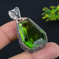 Natural Peridot Gemstone Handmade 925 Sterling Silver Gift Pendant 1.89  s9e21