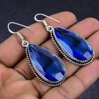 Natural Swiss Blue Topaz Gemstone 925 Sterling Silver Earring 2.17  c4d98