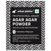Urban Platter Profesionalios kokybės agaro milteliai, 50g (5 pakeliai po 10 g kiekvienas, augalinės kilmės želatinos alternatyva, idealus daržovinei želė ir veganiškam sūriui gaminti)