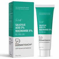 Dermatouch Salicilo rūgštis 2% Niacinamidas 6% Anti-Acne Be aliejaus gelis aktyviems spuogams, riebalų balansavimui, porų sutraukimui - 30G