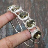 Lovely Peridot Gemstone Handmade Cuff Jewelry Bangle 925 Sterling Silver Adjustable Adjustable žalia