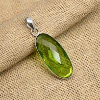 Peridoto brangakmenio rankų darbo 925 prabaus sidabro papuošalo pakabukas moterims 2.00 Inches žalia