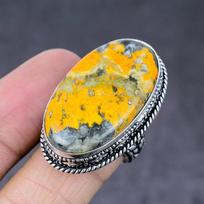Natural Bumblebee Jasper Gemstone Handmade 925 Sterling Silver Ring Size 9 n6U15