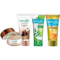 Everyuth Naturals Šviesinantis šveitiklis nuo įdegio 50g Valomasis veido prausiklis su nimu 50g Auksinio spindesio nulupama kaukė 50 g Kaukė veidui nuo įdegio 50 g (Pakuotėje 4 vnt) beige