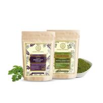KHADI NATURAL Organic Powder Pack of 2 (Indigo + Natural Henna) 200gm|Herbal Hair Colour | Hides grey hair | Suitable for All Hair Types