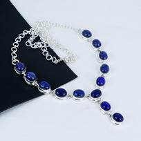 Natūralaus lapis lazurito brangakmenio rankų darbo 925 svarų sterlingų sidabro karoliai, lapis lazurito sidabro karoliai žmonai, unisex karoliai, vata dovanai 20" mėlyna