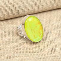 Yellow Triplet Opal Gemstone 925 Sterling Silver Handmade Jewelry Women Ring 4 geltona