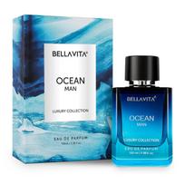 Bella Vita Prabangus OCEAN Aquatic Eau De Parfum vyrams su jūros, orchidėjų ir muskuso kvapu | ilgai išliekantys gaivaus citrusinių ir medienos EDP kvapų kvepalai, 100 ml 100ML