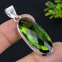 Natural Peridot Gemstone Handmade 925 Sterling Silver Gift Pendant 2.13  A6o51