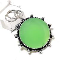 Natural Green Chalcedony Gemstone 925 Sterling Silver Jewelry Pendant 1.81  m2b41