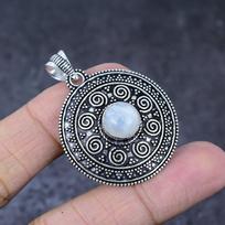 Natural Rainbow Moonstone Handmade 925 Sterling Silver Gift Pendant 1.75  k8t92