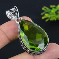 Peridoto brangakmenio rankų darbo 925 svarų sterlingų sidabro papuošalo pakabukas 2,09  O1Z52 green