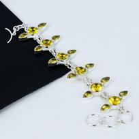 Citrine Gemstone Handmade 925 Sterling SIlver Jewelry Bracelet For Gifts - Citrine Yellow Gemstone Silver Bracelet with Adjustable Chain 8" geltona