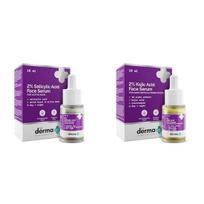 The Derma Co 2% Salicilo rūgšties serumas su hamameliu ir gluosnio žievės ekstraktu aktyviam aknės gydymui - 10 ml & The Derma Co 2% Kojinės rūgšties veido serumas - 10 ml