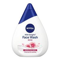 NIVEA Milk Delights veido prausiklis, rūpestingas rožių vanduo jautriai odai 100 ml, 100 ml blue