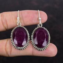 Faceted Kashmir Ruby Earring 925 Sterling Silver Earring Handmade Earrings Genuine Gemstone Earring Wonderful Vintage Jewelry Gifts For Wife