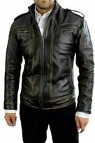 Vyriška striukė Avikailio odinė striukė Bikeris Motociklininko Originali Juoda Slim Fit XS juoda