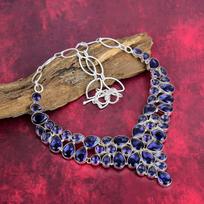 Ametisto vėrinys, brangakmenių 925 sidabro papuošalų vėrinys, rankų darbo ametisto papuošalų jubiliejaus dovana Adjustable With 18 Inches violetinė